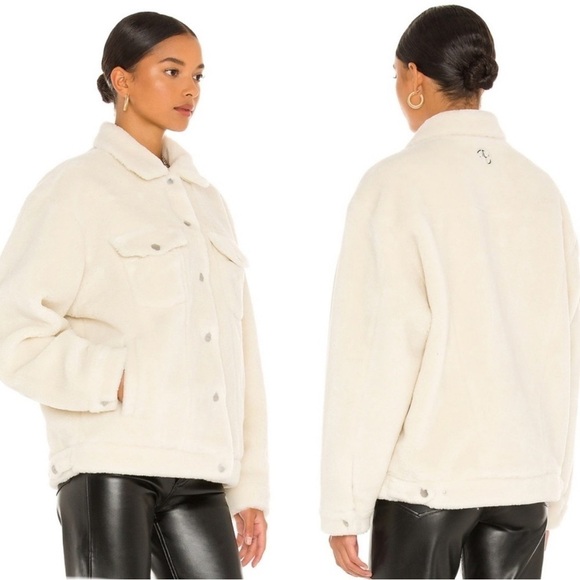 Anine Bing Rory Faux Sherpa Oversized Shacket in Cream L - Picture 1 of 13